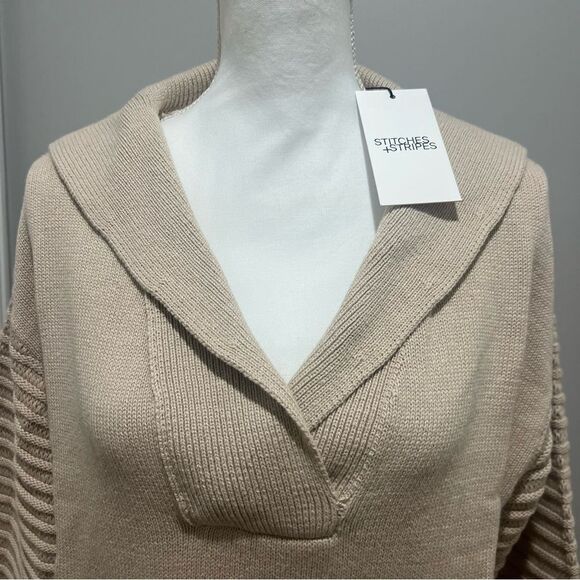 NWT Revolve Stitches and Stripes oversized sweater size large with collar - Picture 6 of 9